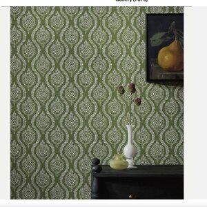 Anthropologie Brunschwig & Fils Marindol Geometric Wallpaper Moss Green